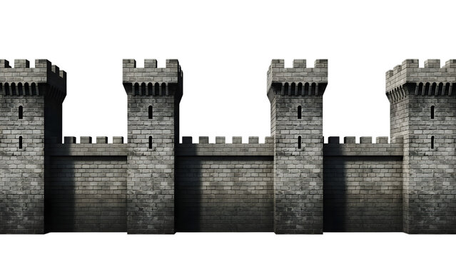 Medieval castle towers isolated on transparent background