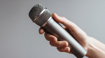 The Microphone Held by Hand Ready for Interview Recording or Live Performance