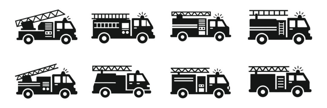 Emergency fire truck vehicle icon silhouette vector isolated design
