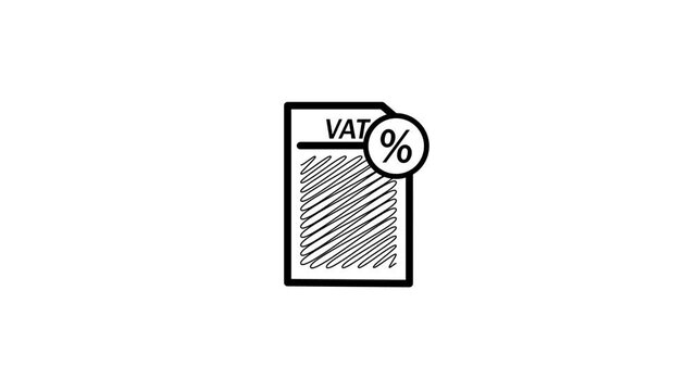 vat icon animation. concept of vat stamp icon. percent sign , scribble line