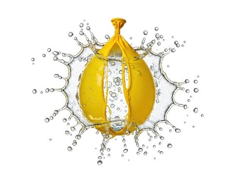 Holi Exploding water balloon with water splashes isolated