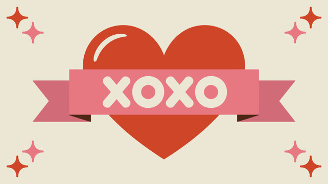 Heart with xoxo banner Vector