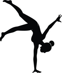 Fototapeta premium Gymnast Two Hand Handstand Silhouette Vector Illustration