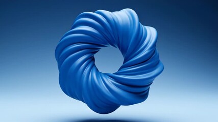 Blue twisted torus shape on a blue gradient background
