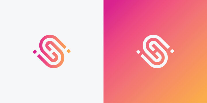 Geometric Circular Letter S H Logo