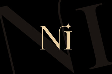 NI or IN letter logo icon design. Classic style luxury initials monogram.