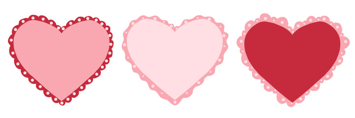 Lace heart shaped frame for Valentine's Day cards. Romantic template. Vector hand drawn illustration with copy space for baby shower, invitation, postcard, nursery, announcements, birthday