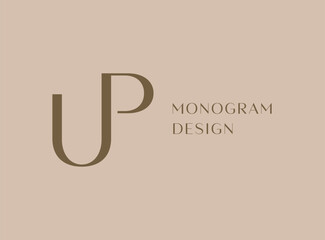 UP or PU letter logo icon design. Classic style luxury initials monogram.
