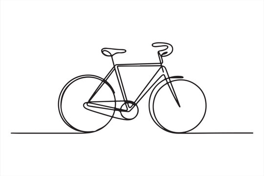 Continuous line art cyclist on road bike, Minimalist single line drawing of a racing bicycle illustrating movement and speed vector illustration