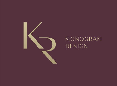 KR letter logo icon design. Classic style luxury initials monogram.