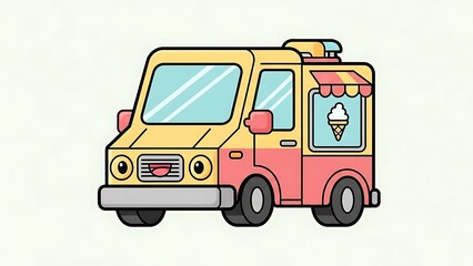Colorful Ice Cream Truck Illustration Design.