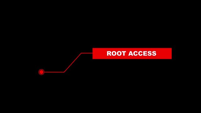 Animation of Callout, HUD UI elements on black color background. Animation of HUD elements with text "Root Access".