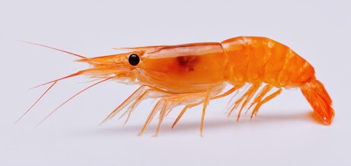 The Shrimp on White Background Closeup Bright Orange Fresh Seafood Ingredient