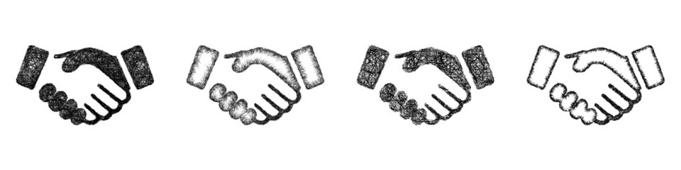 Sketch handshake icon design set