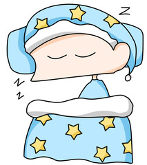 cartoon illustration of a sleeping boy