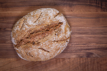 Close-Up of Sourdough Bread On Wooden Board

