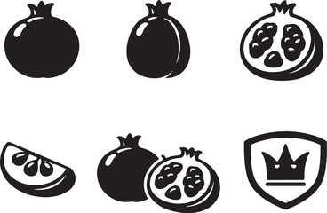 Pomegranate fruit icon bundle silhouette set
