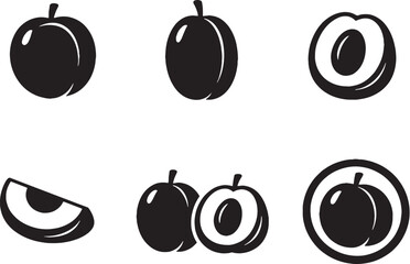 Pear fruit icon bundle silhouette set
