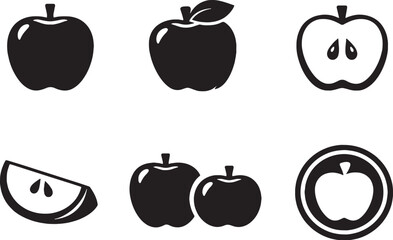 Apple Fruit Icon Bundle  Black and White EPS Safe Silhouettes eps