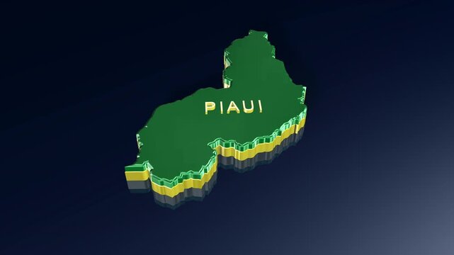 Piaui State 3D Map of Brazil in Animation