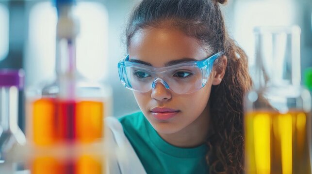 An academic setting where a student draws logical inferences from complex data during a science experiment