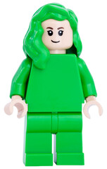 Obraz premium Dortmund - Deutschland 19. Januar 2026 - Lego Minifigure Frau ganz in grün gekleidet