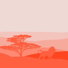 background illustration in a dry savanna but there are still trees growing