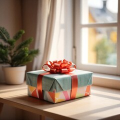 A festive Christmas tree stands adorned with gold decorations and red ribbons, surrounded by a variety of gift boxes and holiday presents wrapped in colorful paper for a celebration