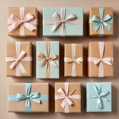 Vector illustration set of red gift bows and ribbons with floral design elements for Christmas holiday celebration or birthday present decoration