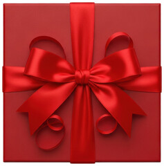 Red Gift png Festive Present cutout Shiny Ribbon png Elegant Bow cutout Luxury Package png Decorative Box cutout Wrapped Offering png Holiday Band cutout isolated transparent background image