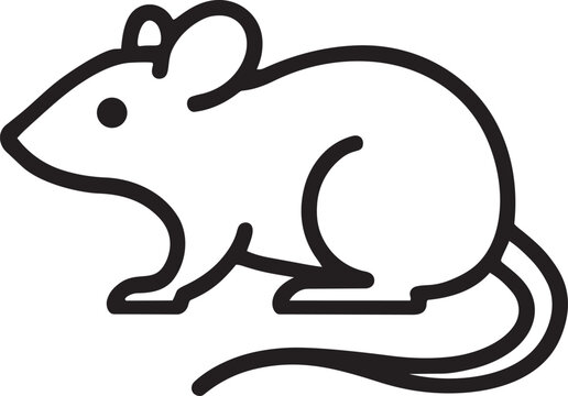 Pet rat or mouse rodent line icon for small animal and pest control concept