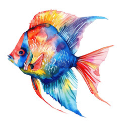 Fototapeta premium Vibrant watercolor fish illustration with dynamic colors and gentle movement