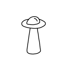 Minimalist UFO spaceship beaming light line art © NAA