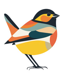 Colorful abstract bird illustration with a transparent background for creative designs