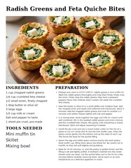 Fresh Radish Greens and Feta Quiche Bites Recipe with Step-by-Step Instructions