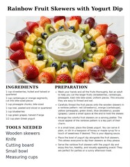 Colorful Rainbow Fruit Skewers with Delicious Yogurt Dip for Healthy Snacks and Parties