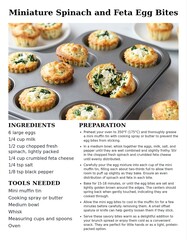 Miniature Spinach and Feta Egg Bites Recipe with Cooking Instructions and Ingredients List