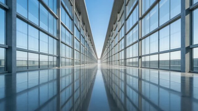 Modern glass architecture showcasing sleek symmetry and spacious interiors for contemporary designs