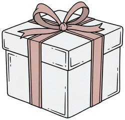 White gift png Pink present cutout Cute package png Wrapped box cutout Festive giftbox png Cartoon present cutout Doodle gift png Hand-drawn package cutout isolated transparent background image