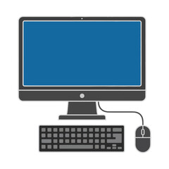 Fototapeta premium Desktop Computer with Keyboard and Mouse Flat Illustration