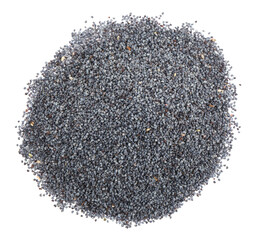Poppy seeds isolated on white background.