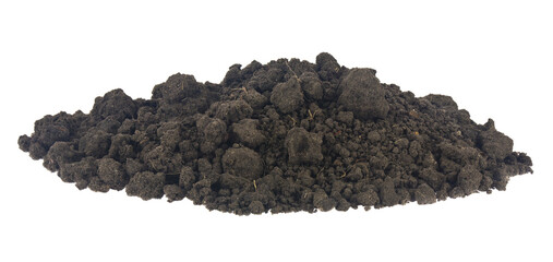 Pile of soil isolated on white background.