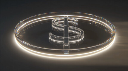 Floating dollar sign with soft light creates visual impact in dark space Generative AI