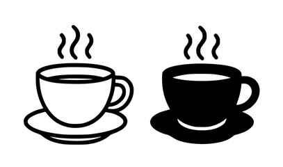 Obraz premium Drink icon, illustration of a cup of coffee in outline and silhouette style