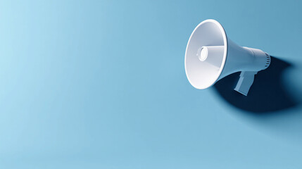Megaphone icon casting soft shadow on blue surface for marketing theme Generative AI
