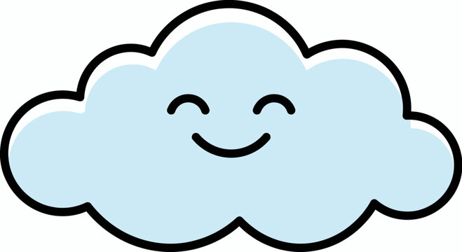 A smiling cloud icon with a happy face and a minimalist design