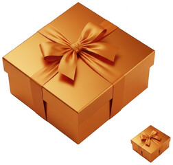 Golden Gift png Orange Present cutout Shiny Box png Luxury Package cutout Elegant Giftbox png Festive Crate cutout Metallic Parcel png Wrapped Item cutout isolated transparent background image