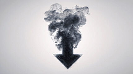 Smoke downward arrow representing economic loss in visual art Generative AI