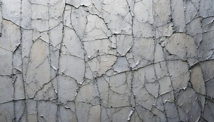 Cracked Gray Wall Texture with Flaking Paint and Rough Surface