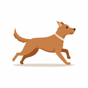 Chien cartoon en mouvement sur fond blanc